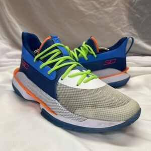Under Armour Curry 7 Super Soaker Lime Blue Mens 10.5 3021258-404 Basketball
